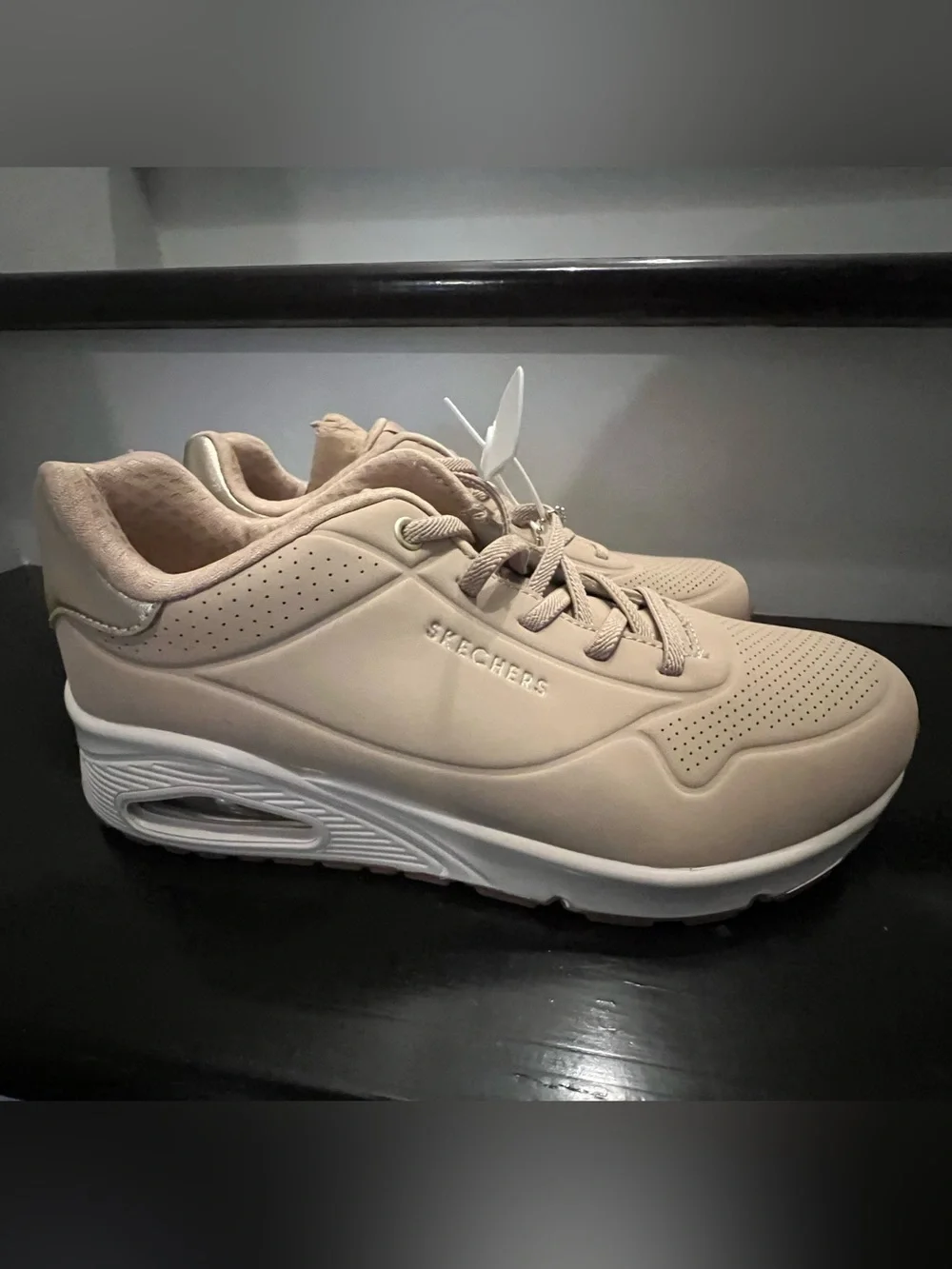 Skechers Uno Shimmer Away Womens Size 9 Beige Athletic Running Shoes Sneakers